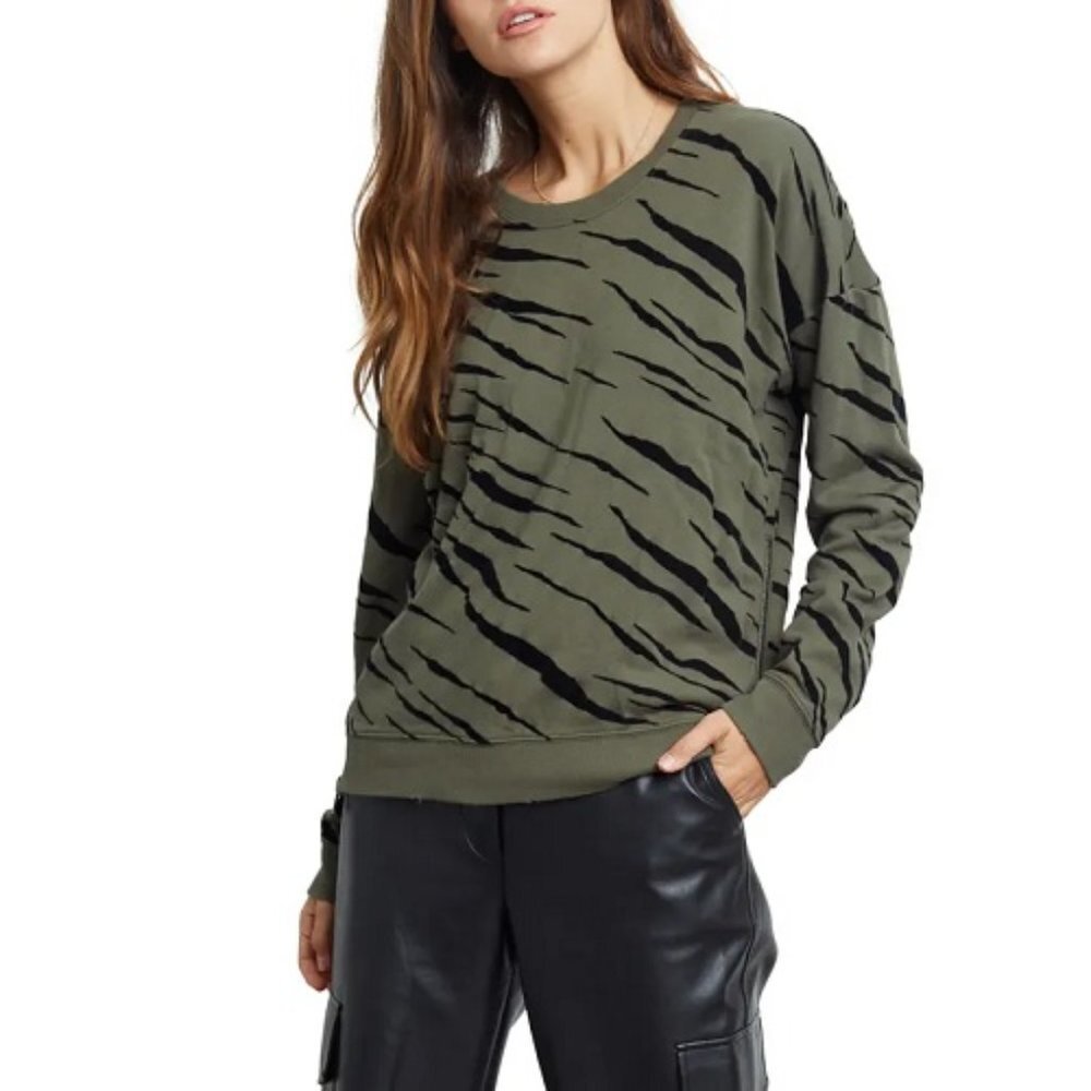 Rails Marlo Olive Flocked Tiger Sweatshirt